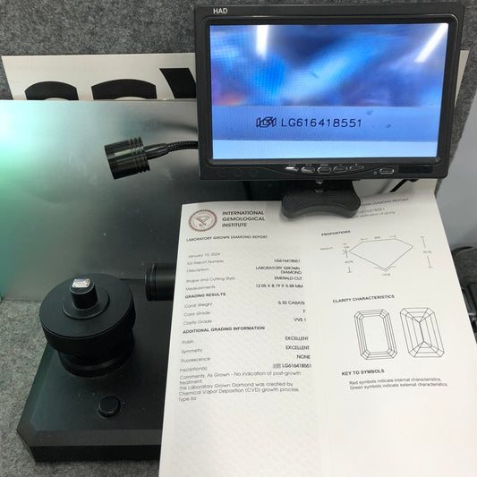 5.32 Carat Lab Grown Diamond Emerald Cut 2EX IGI Certified CVD VVS1 F