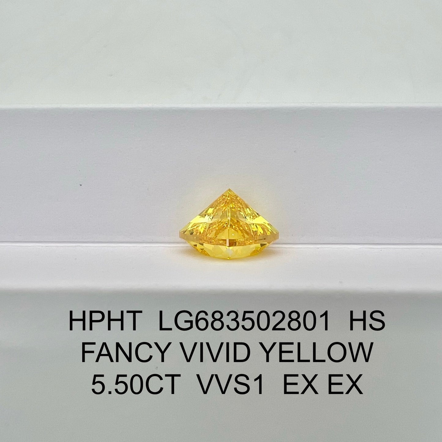 Diamant cœur de 5,50 carats, cultivé en laboratoire, couleur jaune vif fantaisie VVS1 2EX HPHT