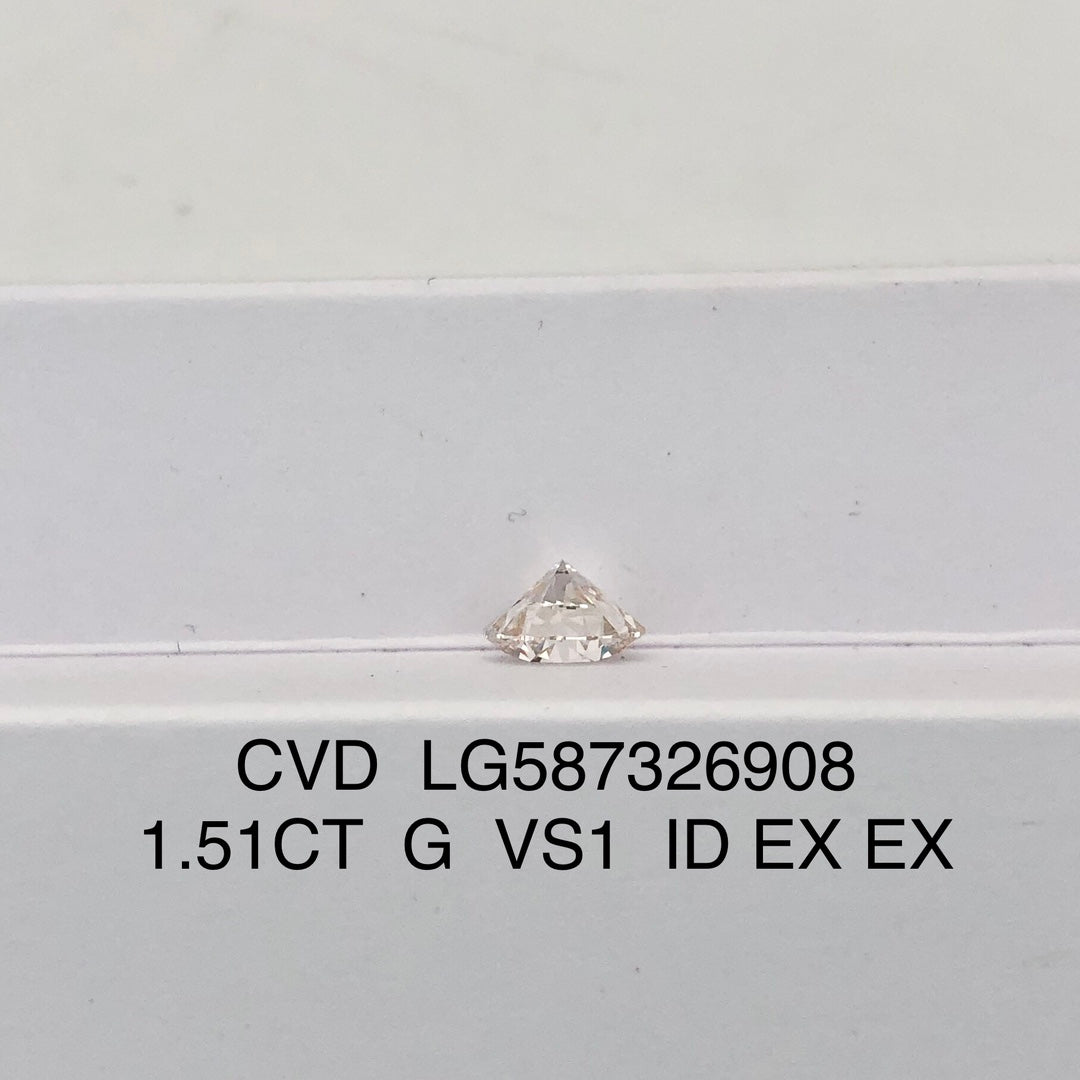 CVD 1.51 Carat IGI Certificate Lab Grown Diamond G VS1 ID 2EX Round