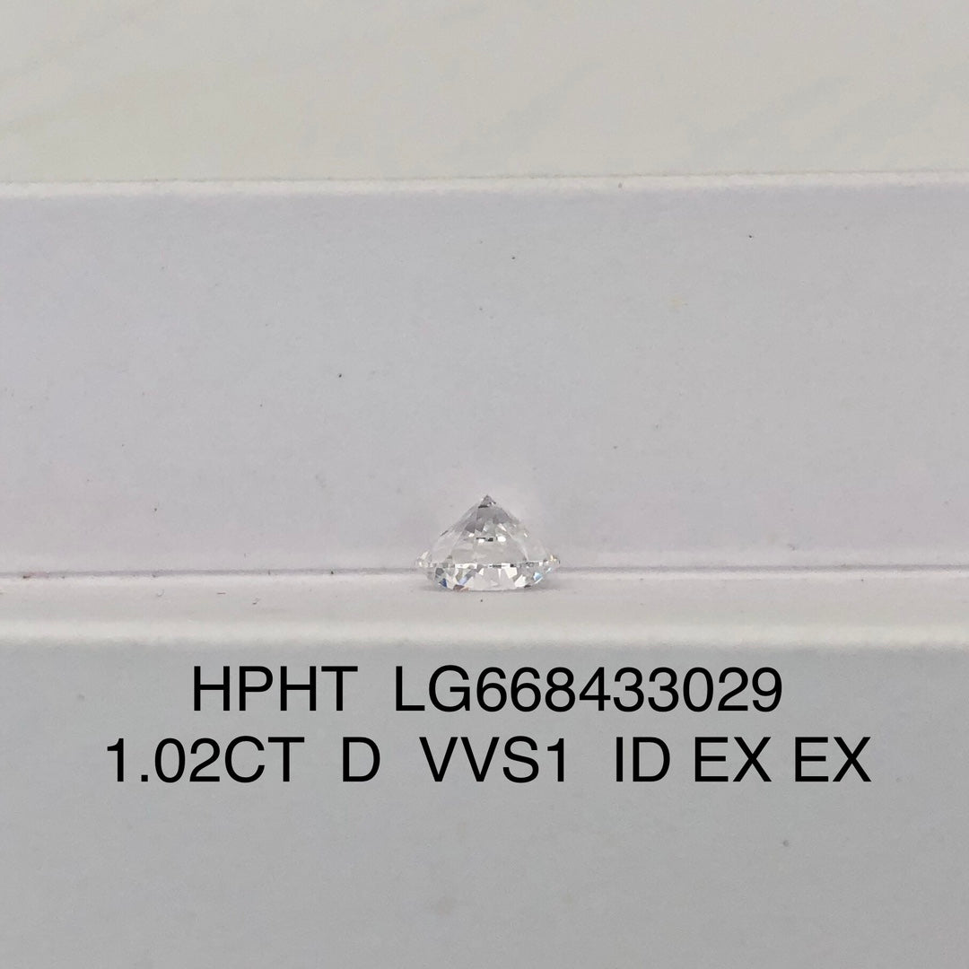 Lab Created Diamond 1.02 Carat Round D HPHT NONE 3EX VVS1 IGI