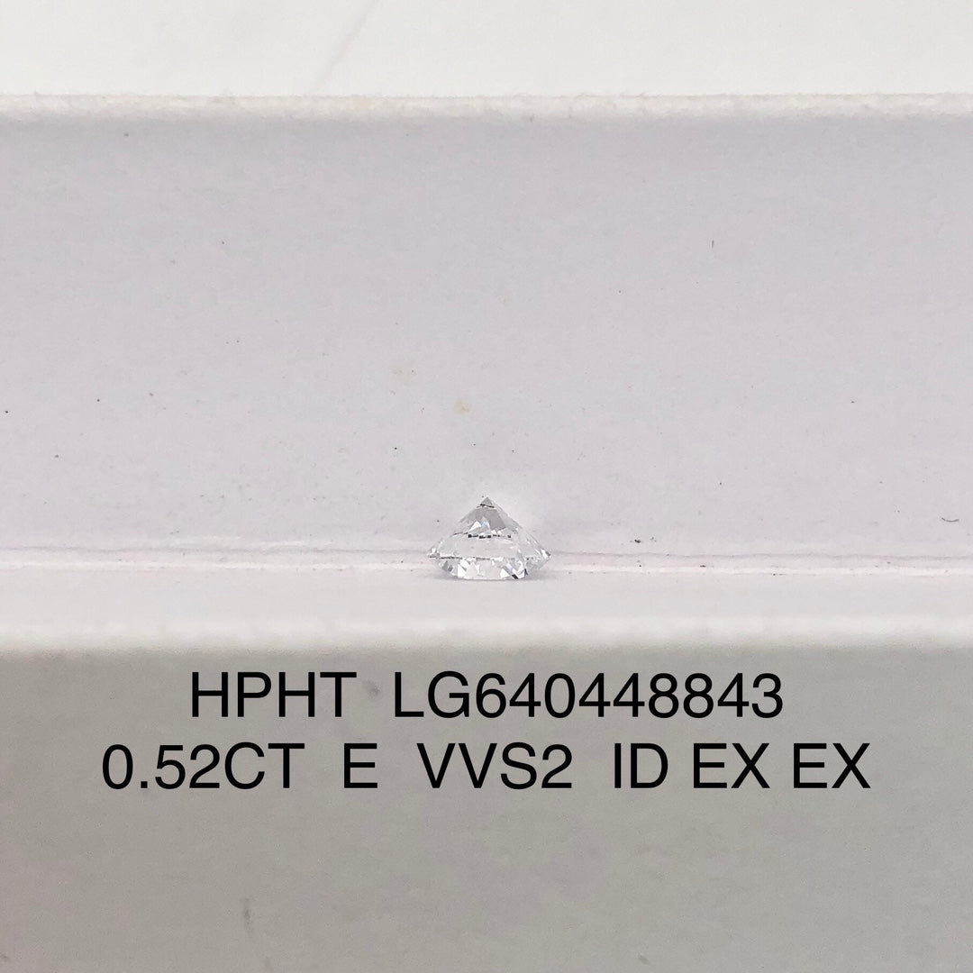 Lab Created Diamond EX Cut 0.52 Carat IGI Certificate Lab Grown Diamond E VVS2 HPHT