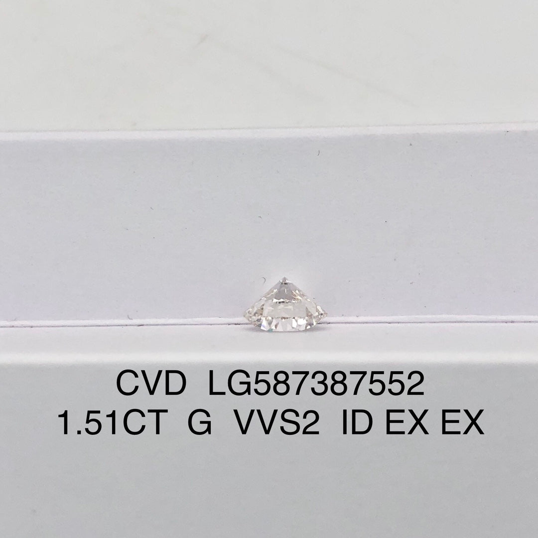 Lab Created Diamond EX Cut 1.51 Carat IGI Certificate Lab Grown Diamond G VVS2 CVD