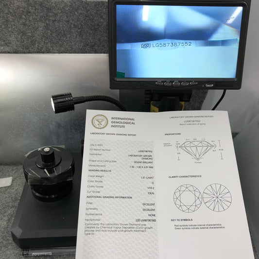 Lab Created Diamond EX Cut 1.51 Carat IGI Certificate Lab Grown Diamond G VVS2 CVD
