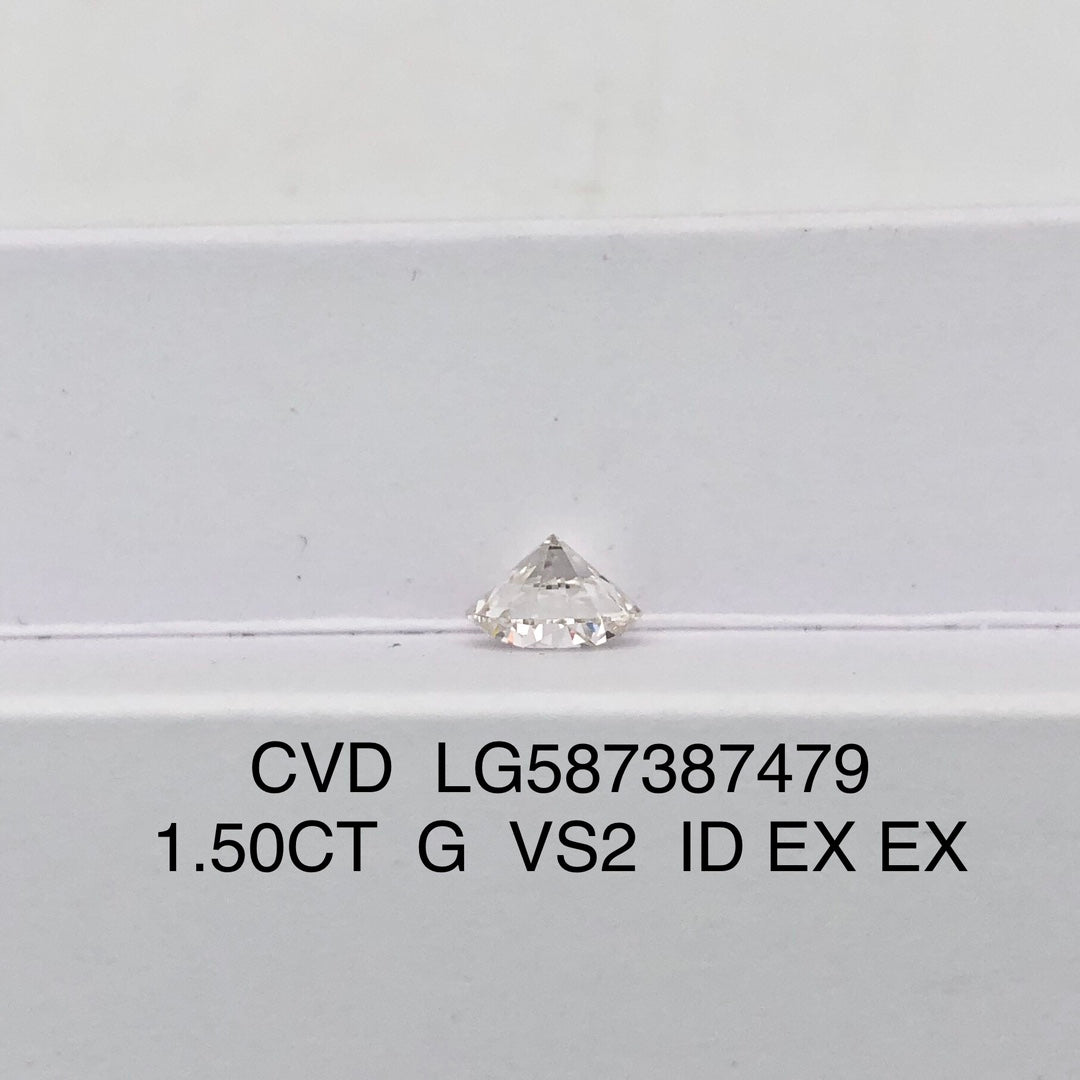 Lab Created Diamond EX Cut 1.5 Carat IGI Certificate Lab Grown Diamond G VS2 CVD