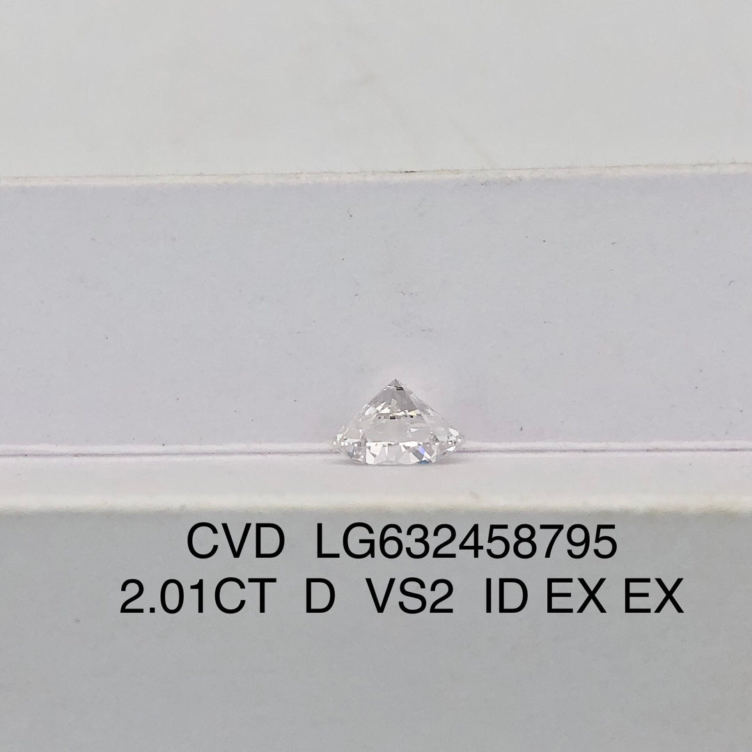 Diamant de laboratoire de 2,01 carats, certifié IGI, diamant créé en laboratoire D VS2 ID 2EX CVD