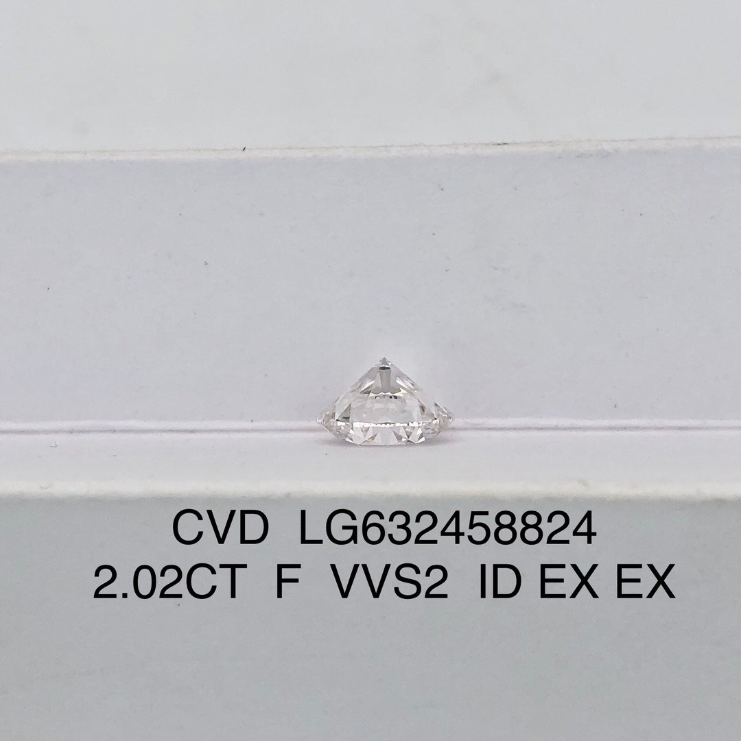 Diamant de laboratoire de 2,02 carats, certifié IGI, diamant créé en laboratoire F VVS2 ID 2EX CVD