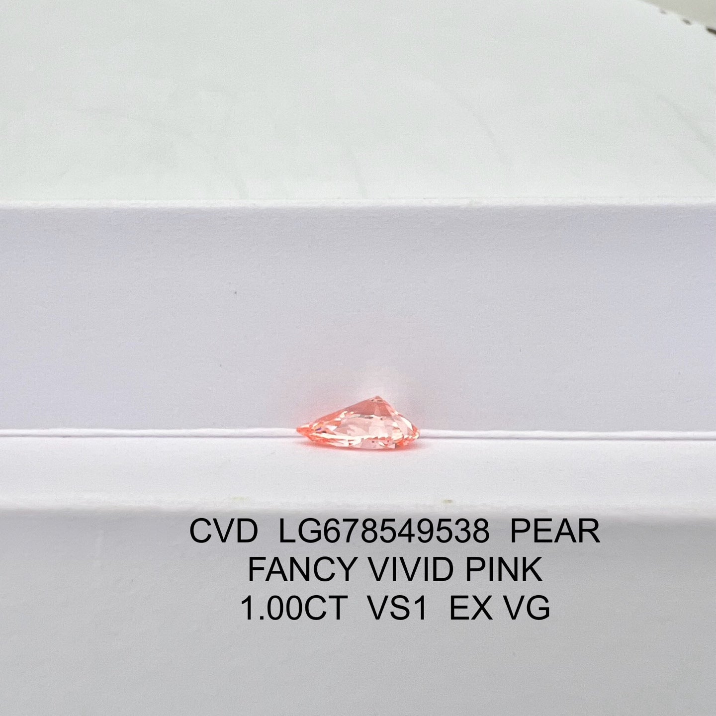 Lab Grown Diamond Pear Shape EX VG IGI Certified CVD VS1 1.00 Carat Fancy Vivid Pink