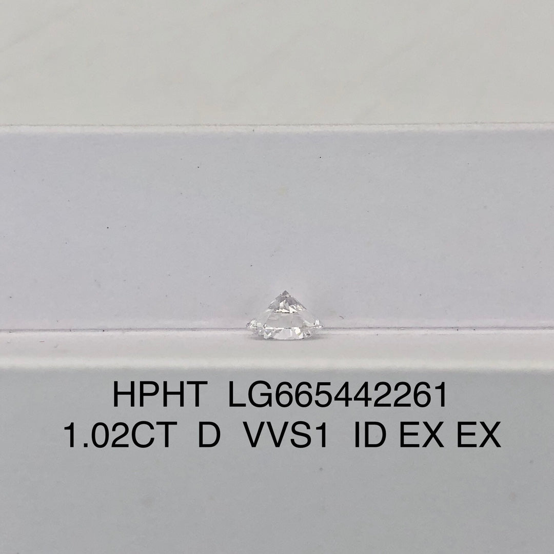 Lab Grown Diamond VVS1 IGI 1.02 Carat Round D HPHT NONE 3EX