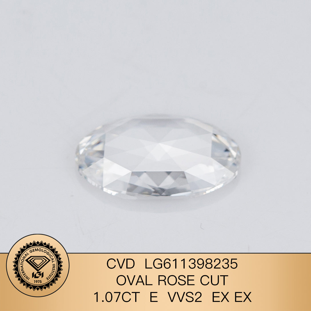 1.07 Carat Lab Grown Oval Diamond VVS2 IGI E CVD None Rose Cut