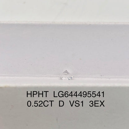 HPHT 0.52 Carat IGI Certificate Lab Grown Diamond D VS1 3EX