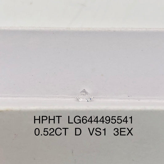 HPHT 0.52 Carat IGI Certificate Lab Grown Diamond D VS1 3EX