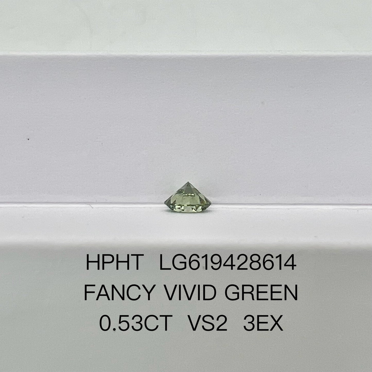 0.53 Carat Fancy Vivid Green Lab Grown Diamond VS2 IGI 3EX HPHT