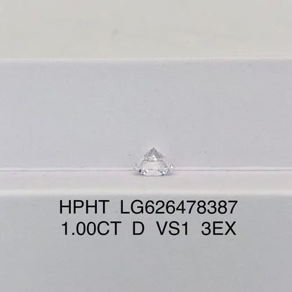 1.00 Carat Lab Grown Round Diamond D VS1 HPHT 3EX IGI Certificate