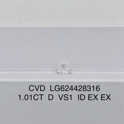1.01 Carat IGI Certificate Lab Grown Diamond D VS1 CVD Lab Created Round Diamond