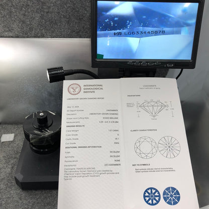 1.01 Carat Lab Grown Diamond VS1 IGI Certificate D CVD Ideal 2EX Cut