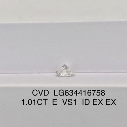 1.01 Carat Lab Grown Diamond VS1 IGI Certificate E CVD Ideal 2EX Cut