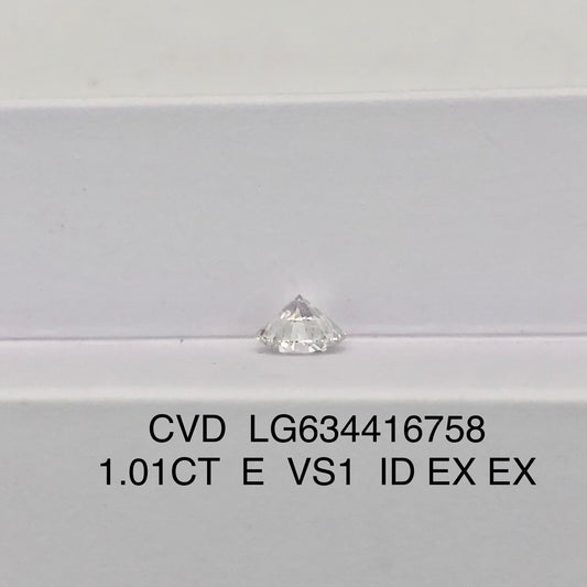 1.01 Carat Lab Grown Diamond VS1 IGI Certificate E CVD Ideal 2EX Cut