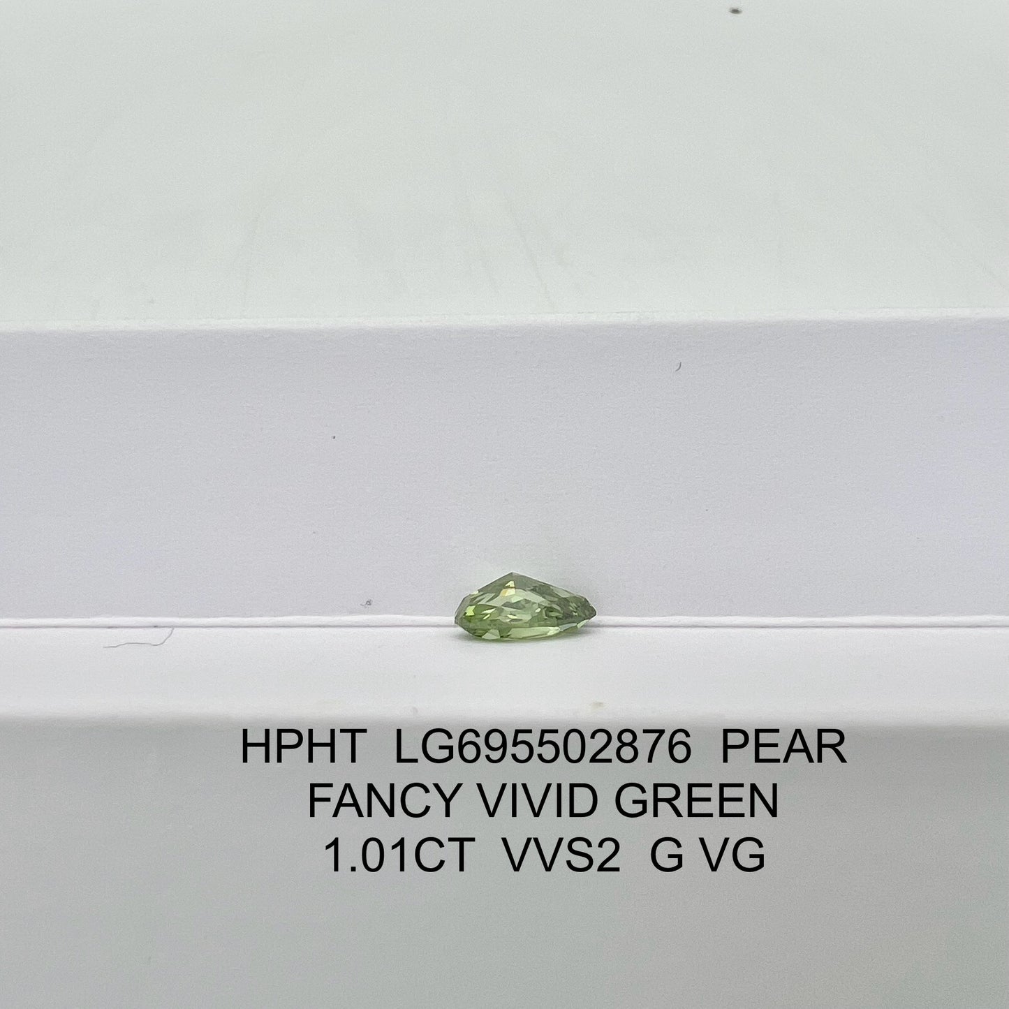 Diamant poire de 1,01 carat, cultivé en laboratoire, vert vif fantaisie VVS2 HPHT 