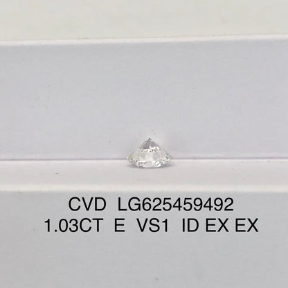 1.03 Carat Lab Grown Diamond VS1 IGI E CVD N Ideal 2EX Cut Synthetic Round Diamond