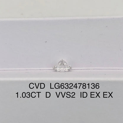 1.03 Carat Lab Grown Diamond VVS2 IGI Certificate D CVD N Ideal 2EX Cut