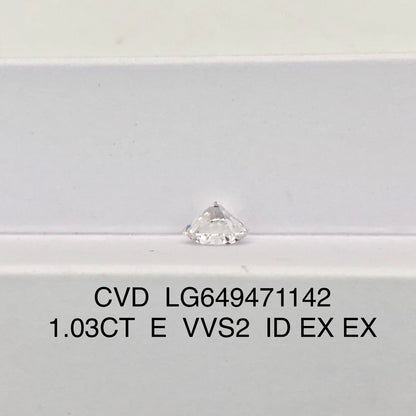 1.03 Carat Lab Grown Diamond VVS2 IGI E CVD N Ideal 2EX Cut Synthetic Diamond