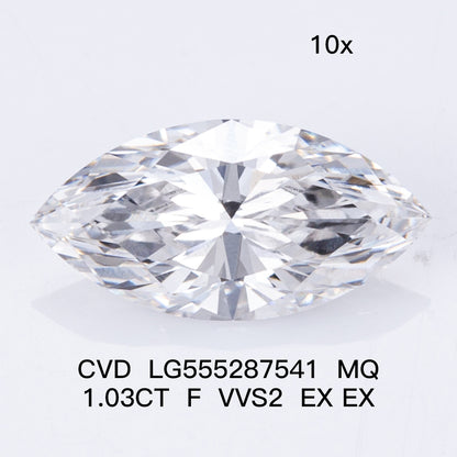 1.03 Carat Lab Grown Marquise Diamond F VVS2 EX EX CVD Wholesale Price