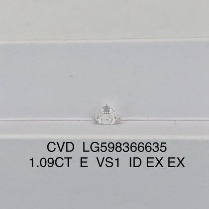 Diamant synthétique CVD certifié IGI de 1,09 carat E VS1 de synthèse ID 2EX 