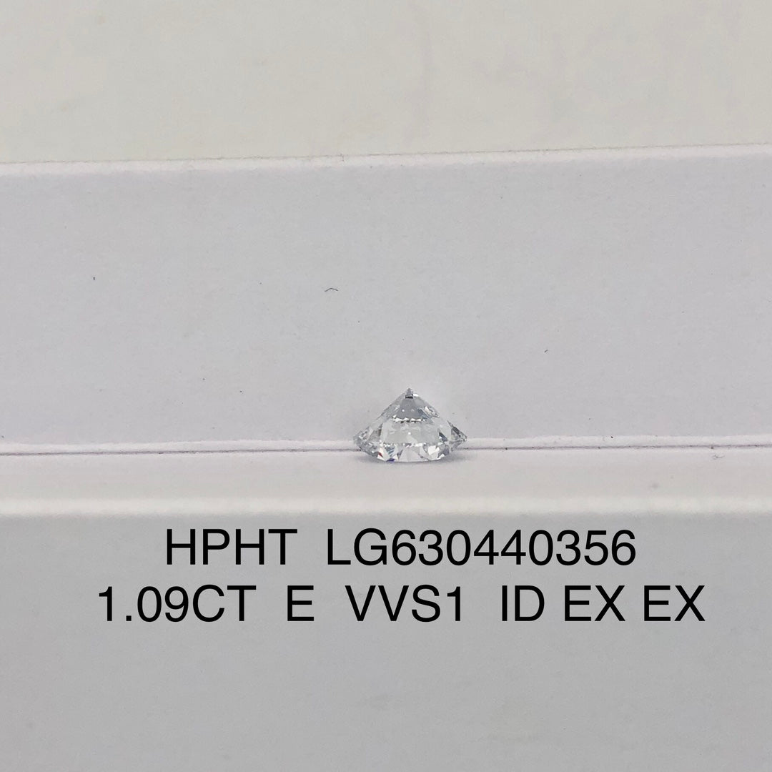 Diamant de laboratoire de 1,09 carat E VVS1, certifié HPHT, ID 2EX IGI 