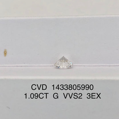 1.09 Carat G Laboratory Grown Diamond VVS2 GIA CVD NONE 3EX