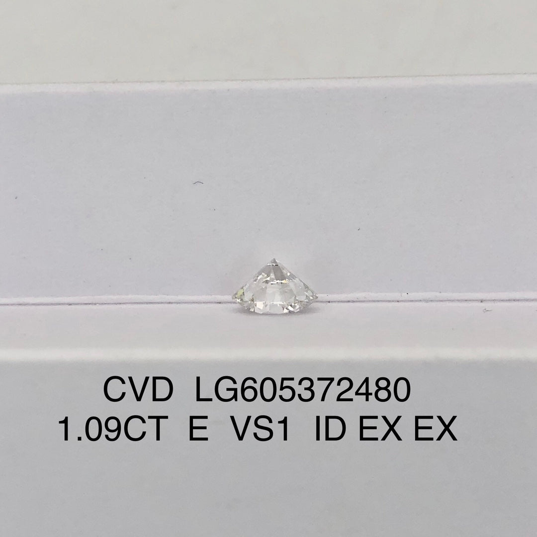 Diamant rond de 1,09 carat, cultivé en laboratoire, VS1 IGI E CVD N, taille idéale excellente 