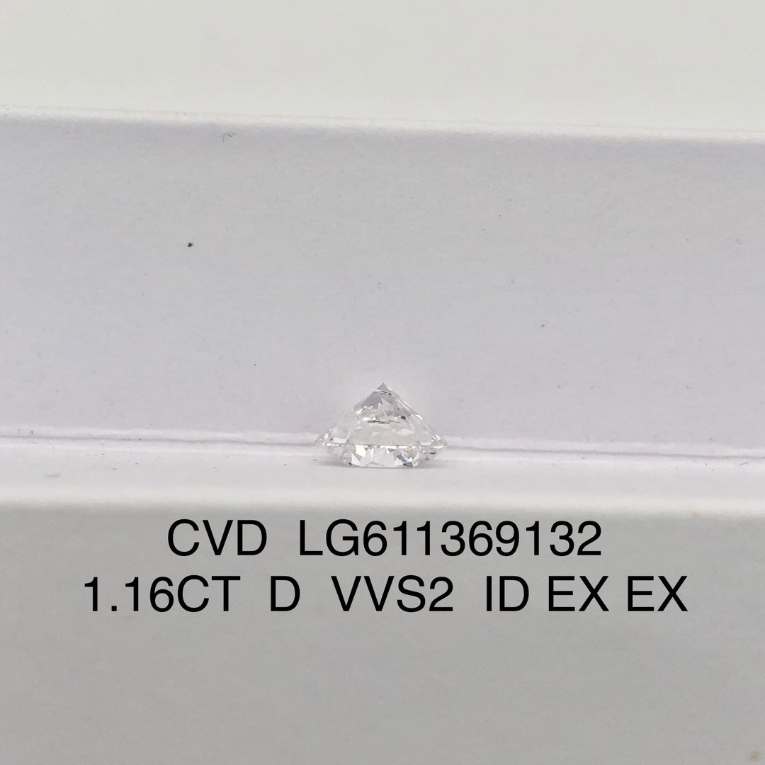 Diamant synthétique rond de 1,16 carat, certifié IGI, fabriqué en laboratoire, D VVS2 CVD 