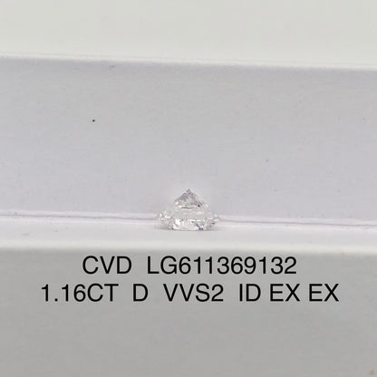 Diamant synthétique rond de 1,16 carat, certifié IGI, fabriqué en laboratoire, D VVS2 CVD 