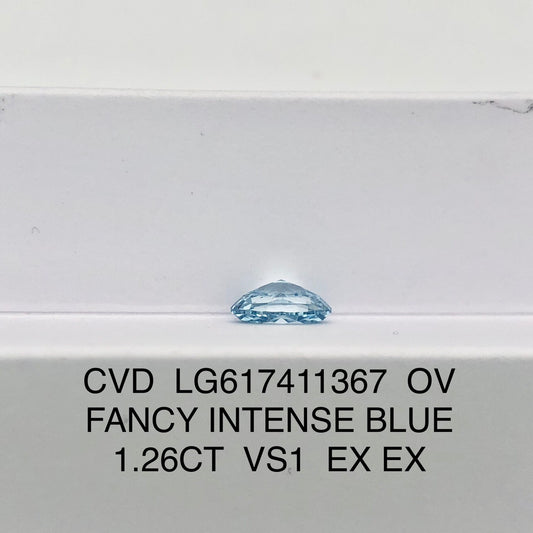 1.26 Carat Lab Grown Diamond Fancy Intense Blue VS1 2EX CVD Oval