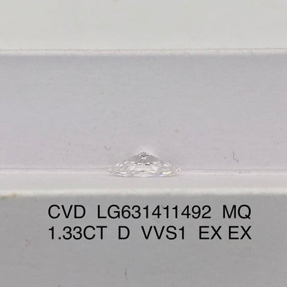 1.33 Carat Lab Grown Marquise Diamond D VVS1 2EX CVD Wholesale Price