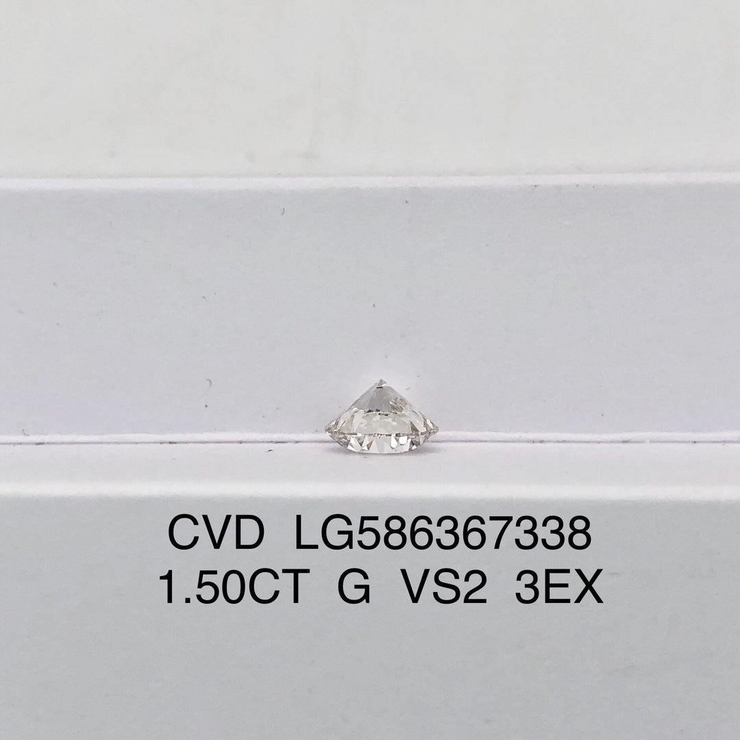 Diamant de laboratoire de 1,5 carat certifié IGI G VS2 CVD, taille 3EX 