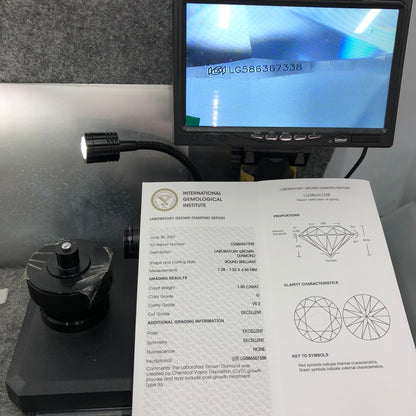 Diamant de laboratoire de 1,5 carat certifié IGI G VS2 CVD, taille 3EX 