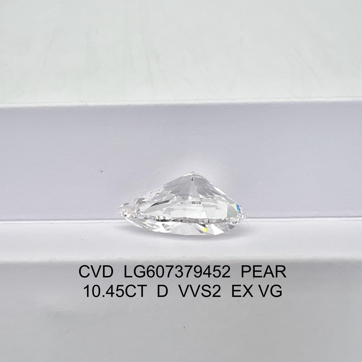10.45 Carat IGI Certificate Lab Grown Pear Shape Diamond D VVS2 EX VG CVD