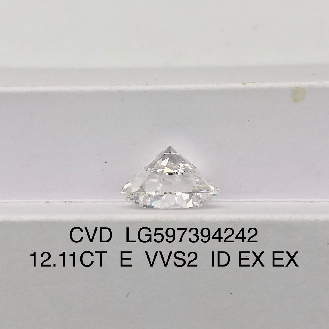 Diamant synthétique de 12,11 carats, certifié IGI, créé en laboratoire, E VVS2 ID 2EX CVD 