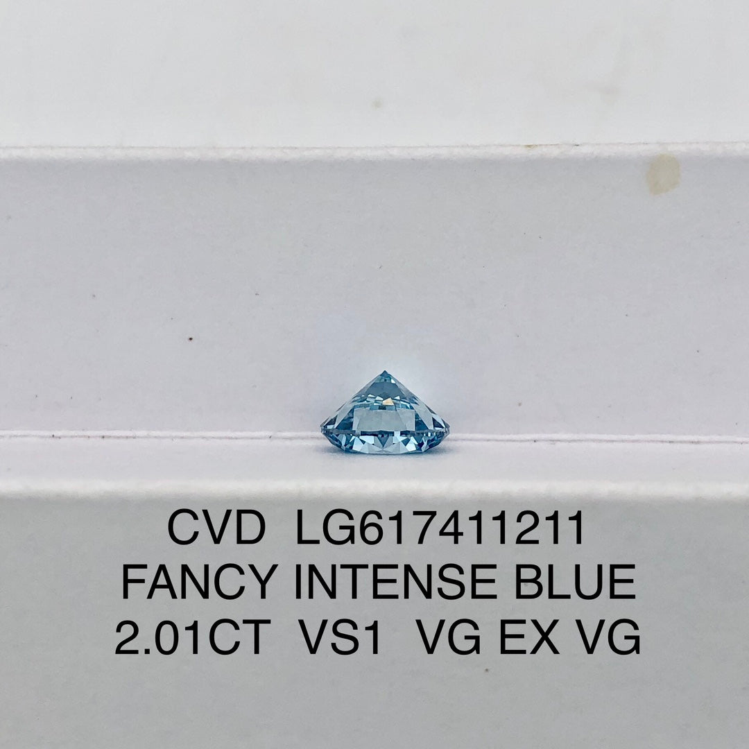 2.01 Carat Lab Grown Diamond Fancy Intense Blue VS1 VG EX VG CVD