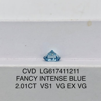 2.01 Carat Lab Grown Diamond Fancy Intense Blue VS1 VG EX VG CVD