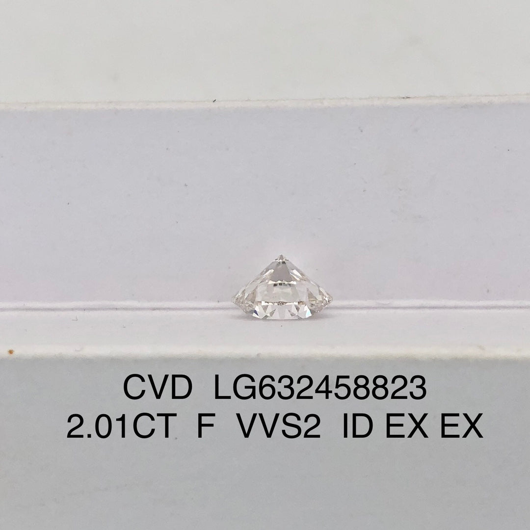 Diamant de laboratoire de 2,01 carats, certifié IGI, créé en laboratoire, F VVS2 ID 2EX CVD 