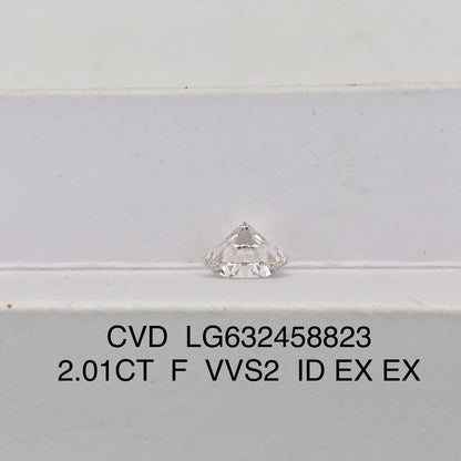 Diamant de laboratoire de 2,01 carats, certifié IGI, créé en laboratoire, F VVS2 ID 2EX CVD 