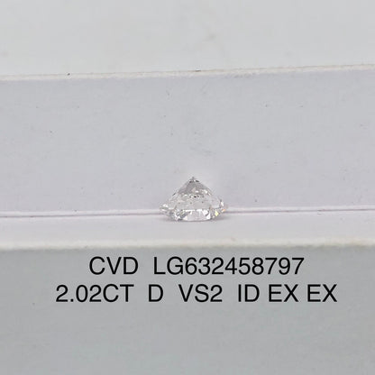 Diamant de laboratoire certifié IGI de 2,02 carats D VS2 ID 2EX CVD 