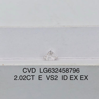 Diamant de laboratoire certifié IGI de 2,02 carats E VS2 ID 2EX CVD 