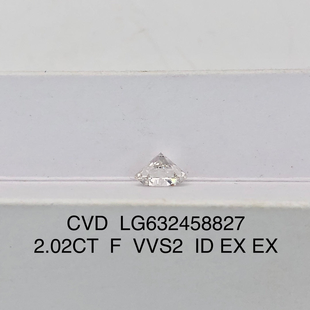 2.02 Carat IGI Certified Lab Grown Diamond Created Diamond F VVS2 ID 2EX CVD