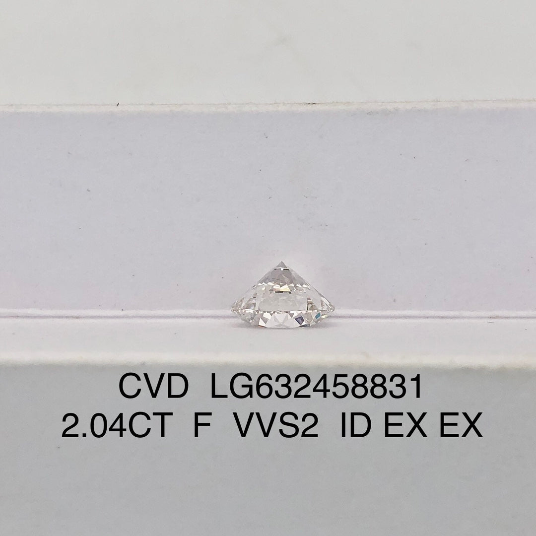 Diamant de 2,04 carats certifié IGI, créé en laboratoire, F VVS2 ID 2EX CVD 