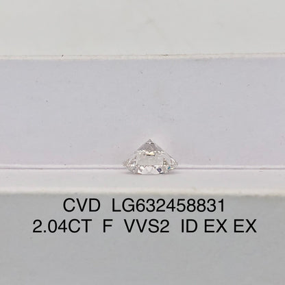 Diamant de 2,04 carats certifié IGI, créé en laboratoire, F VVS2 ID 2EX CVD 