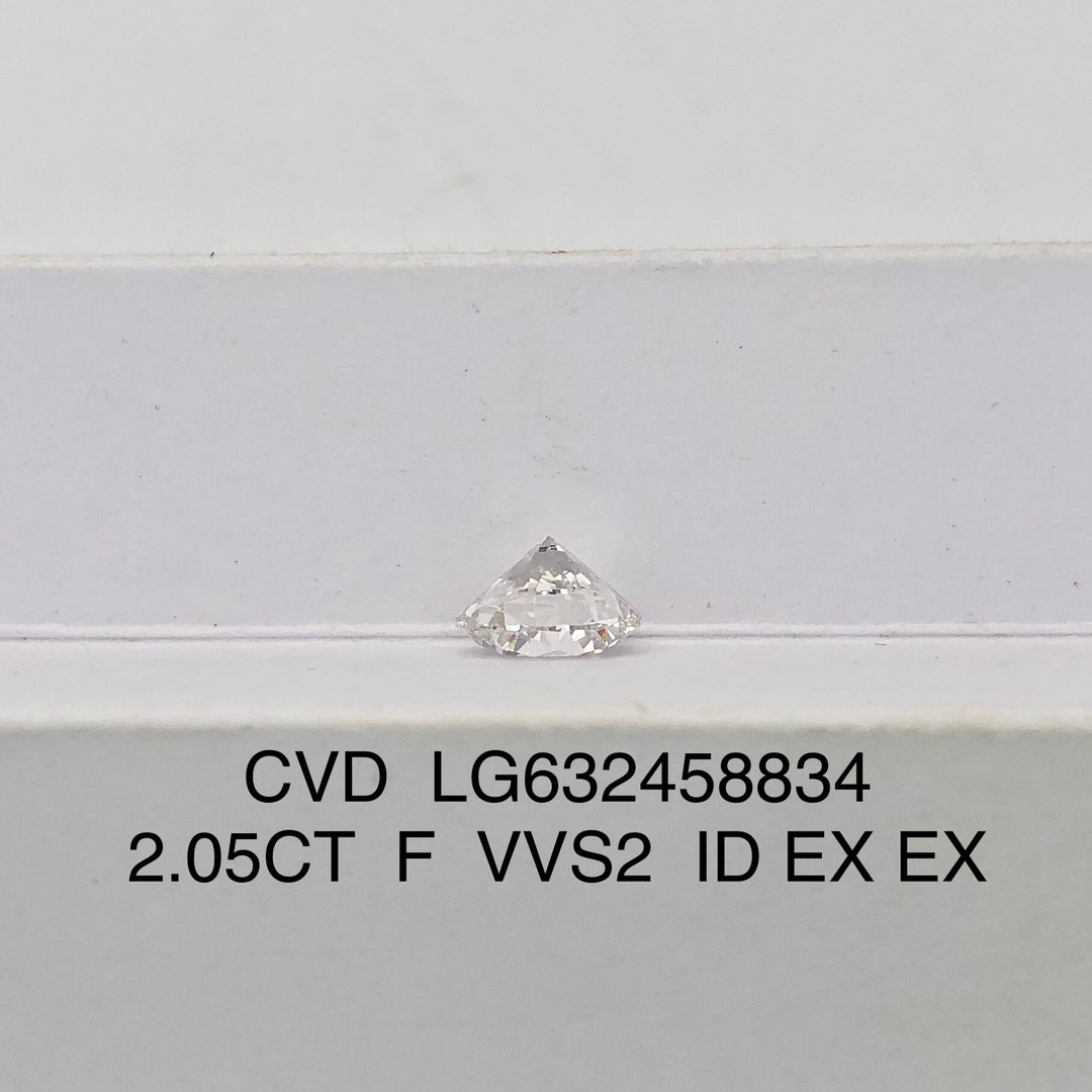 Diamant synthétique de 2,05 carats certifié IGI, créé en laboratoire, F VVS2 ID 2EX CVD 