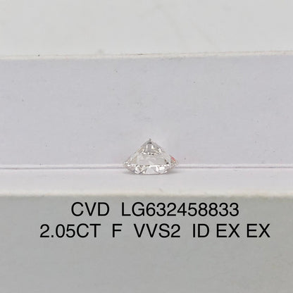Diamant de laboratoire certifié IGI de 2,05 carats F VVS2 ID 2EX CVD 