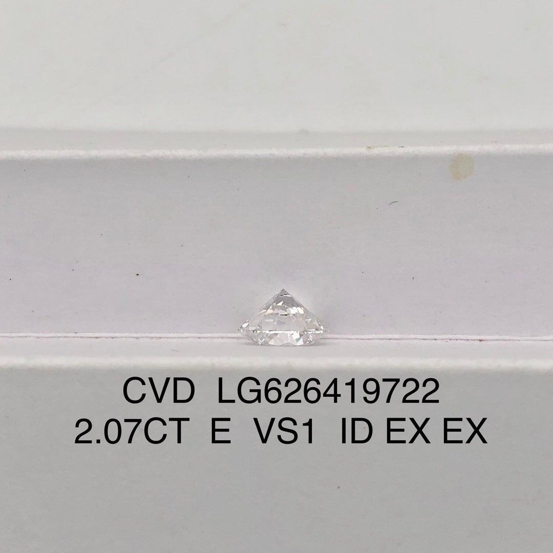 Diamant synthétique de 2,07 carats certifié IGI, créé en laboratoire, E VS1 3, excellent CVD 